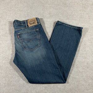 Levis 527 Jeans Mens 37x32 Slim Fit Bootcut Dark Wash Blue Denim Faded Western